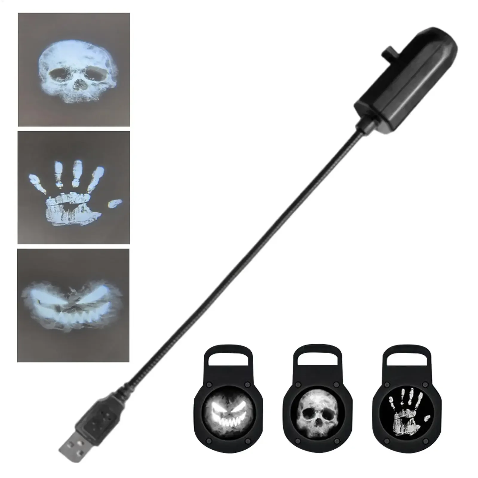 Switchable Pattern Light 360-Degree Rotating Halloween Light Skull Nightlight Usb Powered Halloween Projector Light For Party