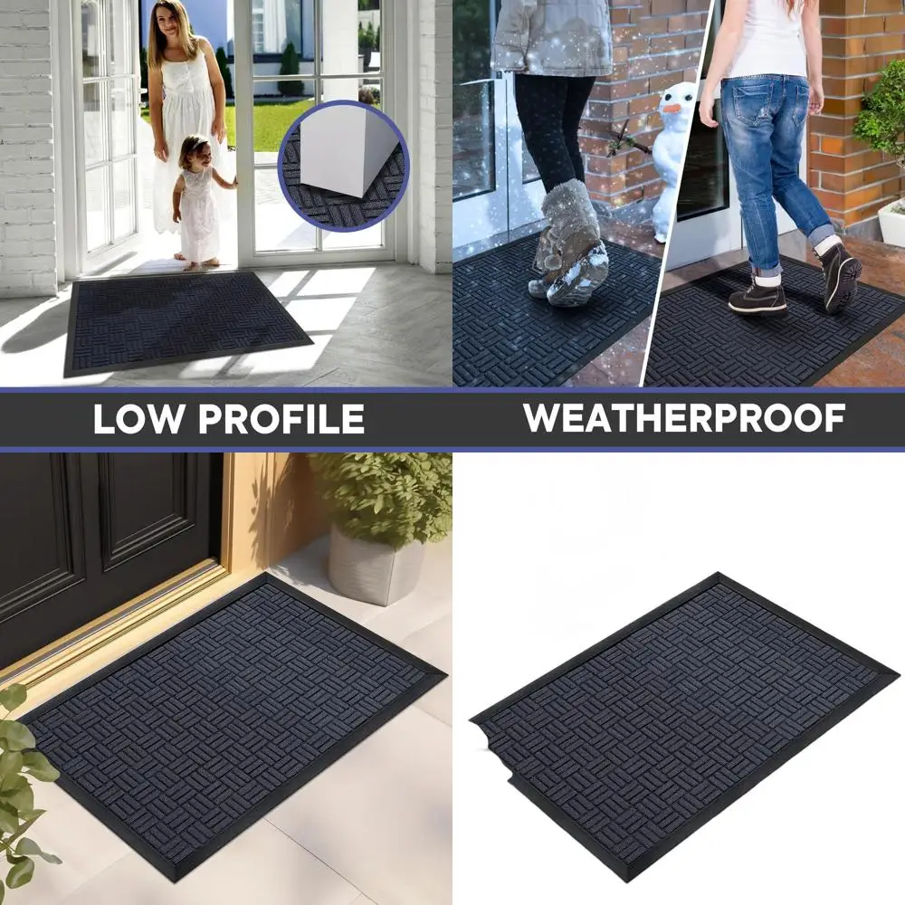 

Прочный износостойкий придверный коврик, водонепроницаемый и впитывающий влагу, 61.5x36, темно-синий, для использования на улице и в помещении