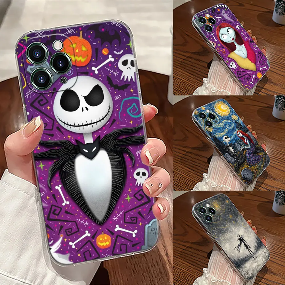 

Jack Skellington Sally Transparent Phone Case For iPhone 17 Pro Max 17E 11 12 13 14 15 16 Pro Max Plus 17 Air 16E 7 X Soft Cover