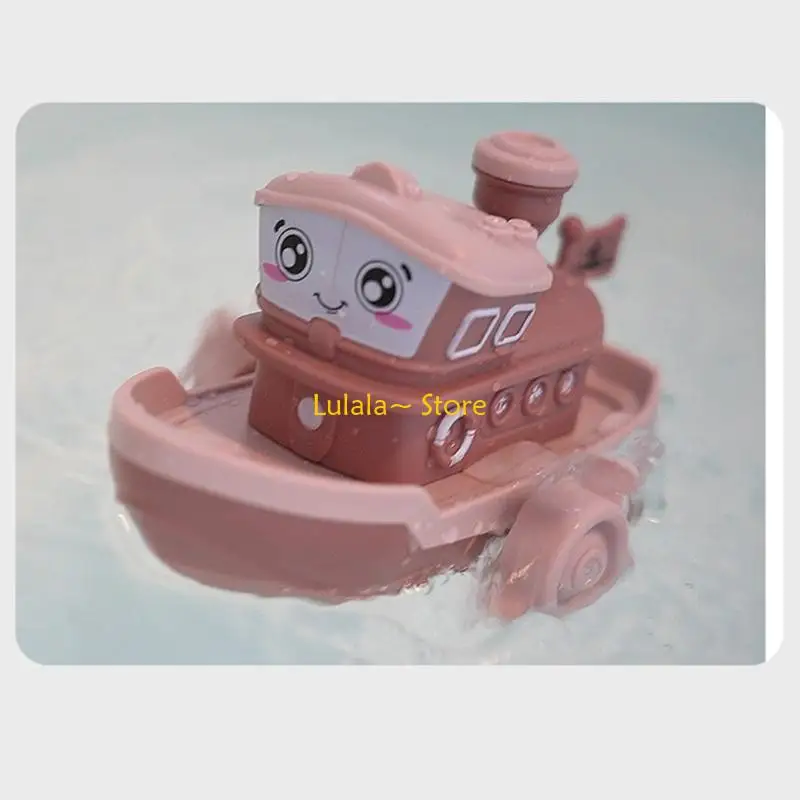 Y4QA Baby Bath สระว่ายน้ำน้ำ Wind-up น่ารักเรือสำหรับเด็กวัยหัดเดิน 1-3 อาบน้ำ Hot Tub ลอยของเล่นการ์ตูน Yacht