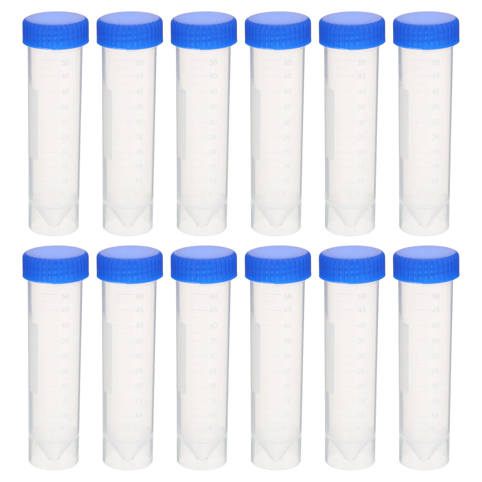 50Pcs Centrifuge Tubes Plastic Conical Screw Caps Self-Standing High Transparency Lab Test Tubes for Biochemistry Molecular