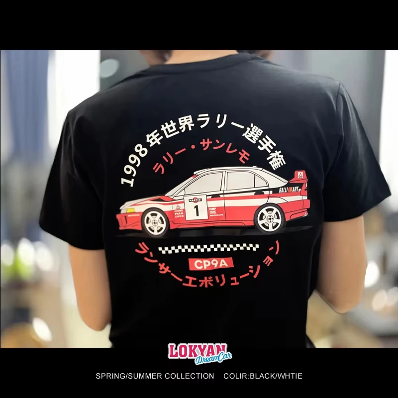

JDM EVO Street Fighter CP9A Four-wheel-drive Printed Short Sleeve Motorcycle Graphic Breathable Sweat Absorbent Men's T-shirt