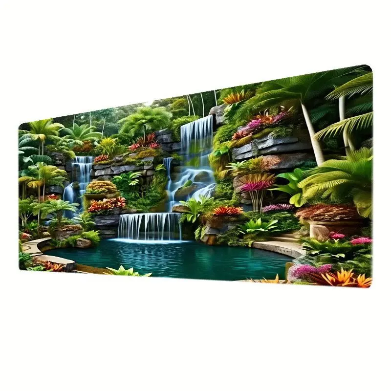 Brand Large 3D Tropical Waterfall Mouse Pad Vivid Natural Desk Mat Anti-Slip Durable Office Home Workspace Fresh Modern Design
