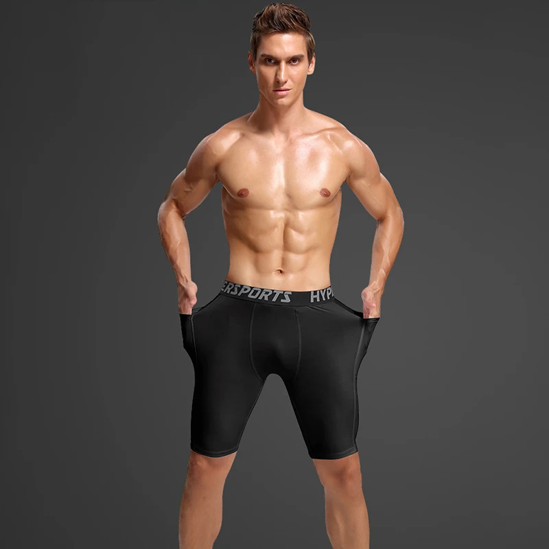 Calções de treinamento de compressão dos homens verão calças esportivas corredores calças curtas secagem rápida ginásios de fitness masculino collants treino calções esportivos
