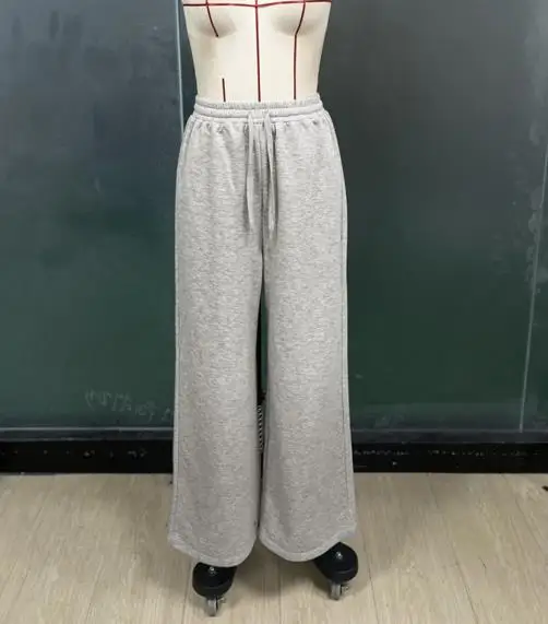 Autumn New Drawstring Tied Loose Straight Leg Pants for Women, Fashionable and Casual High Waisted Slim Fit Straight Leg Pants