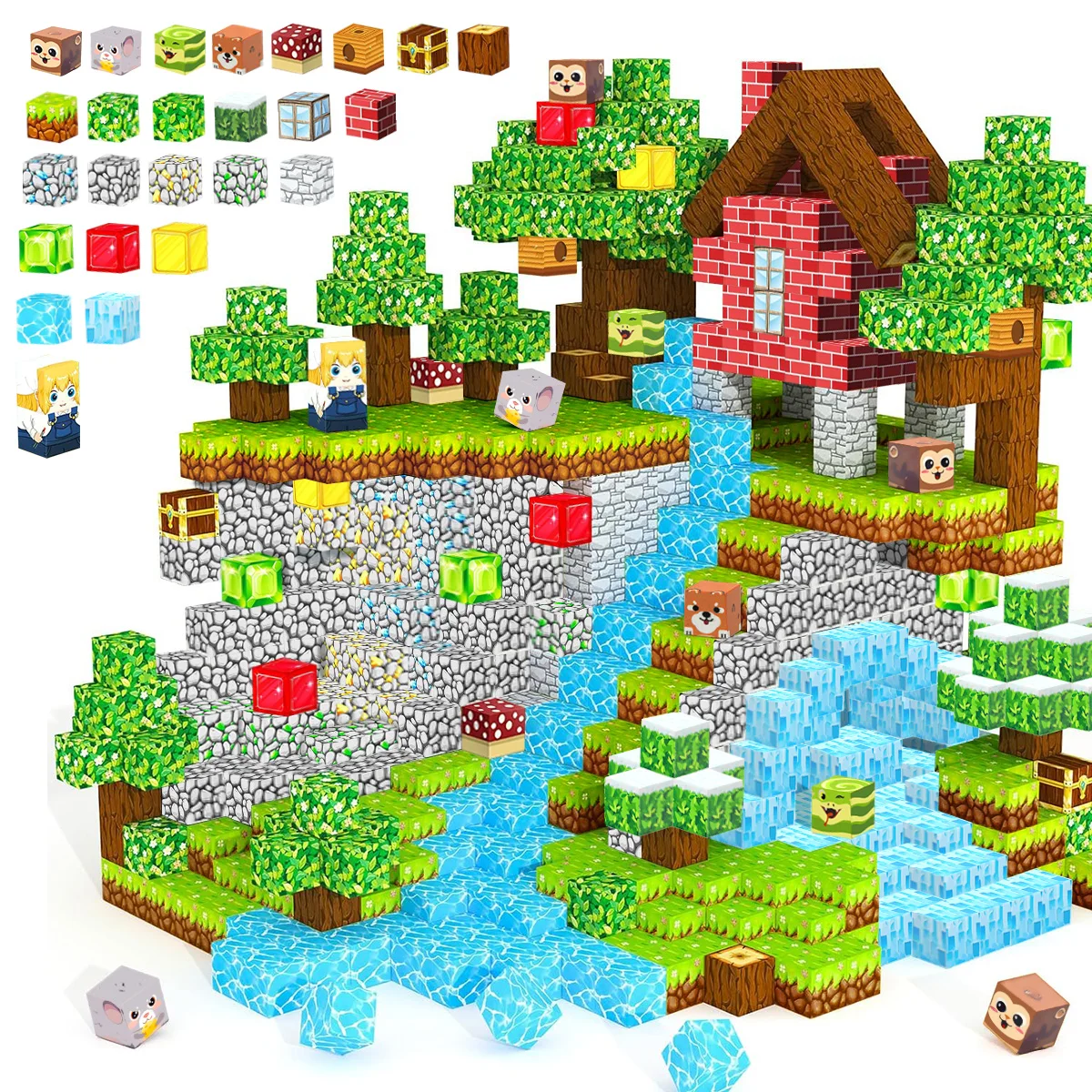 Magnetic Building Blocks Lava Animals For Kids Boys Girls Ages 3+ Magnet Cube Set STEM Montessori Sensory Toy