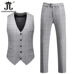 ( Vest + Pants ) Mens Four Seasons Plai Suit Business Professional Suit Fitted Wedding Groomsmen Waistcoat Trousers 2-piece Set