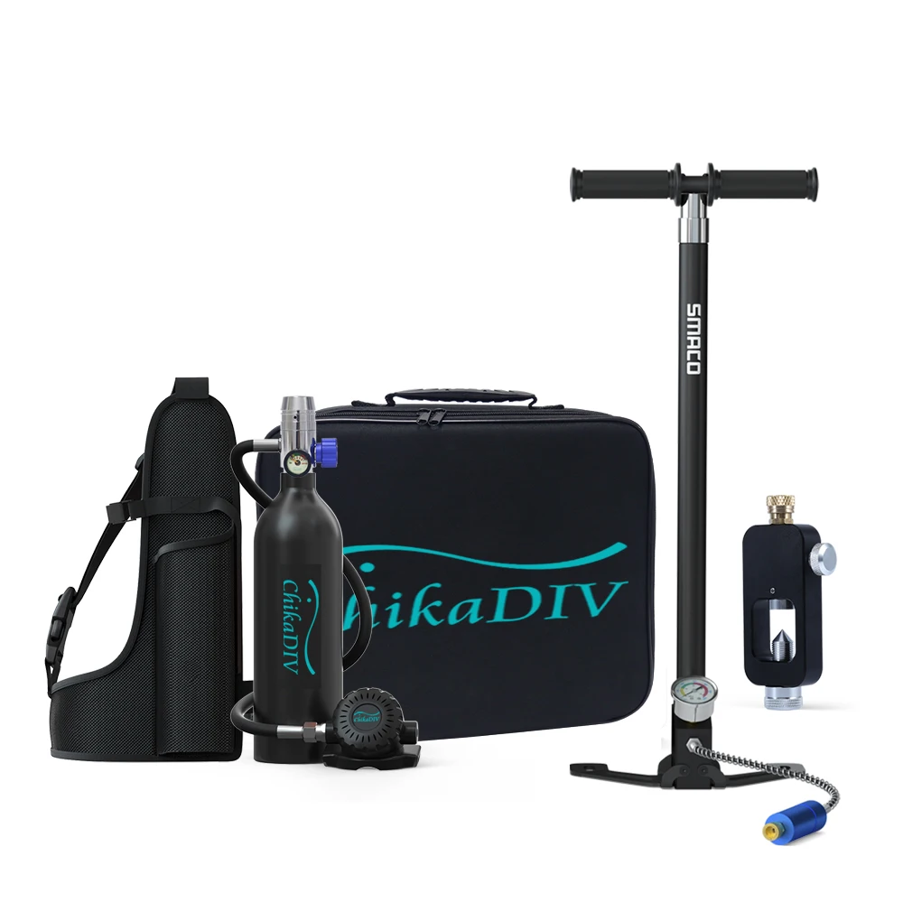 Chikadiv C400 Scuba Diving Equipment Oxygen Cylinder Diving Snorkel Kit Air Tank Oxygen Bottle Mini Scuba Tank Hand Pump