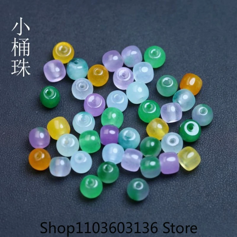 

10 шт., натуральный разноцветный нефрит, маленькие бусины-ведра, модный камень, подвеска, браслет «сделай сам», дизайнерские настоящие ювелирные изделия, талисманы, роскошный амулет