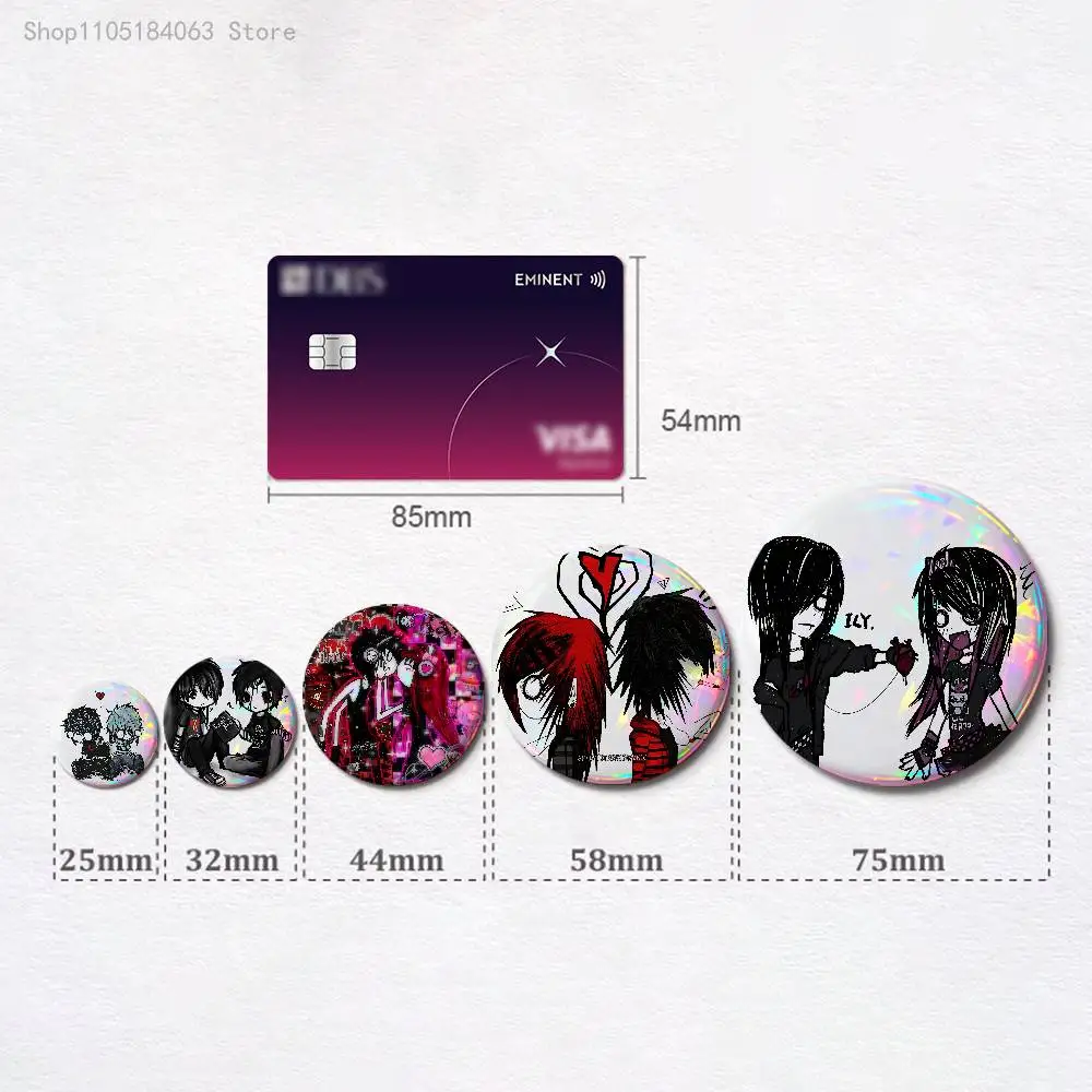 Emo Subculture Art Badges 25 32 44 58 75 mm Round Cosplay Pin Bag Decor Fans Collect Friends Gifts Brooch Souvenir