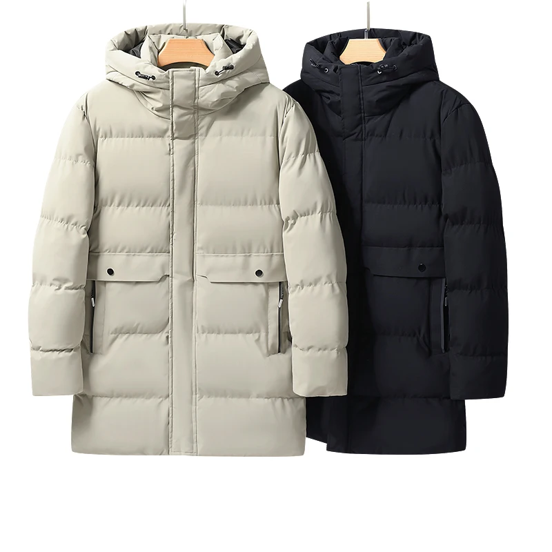 Parka longue à capuche en graphène pour hommes et femmes, manteau rembourré en coton simple, veste chaude, optique chauffante, document solide, hiver, 7XL