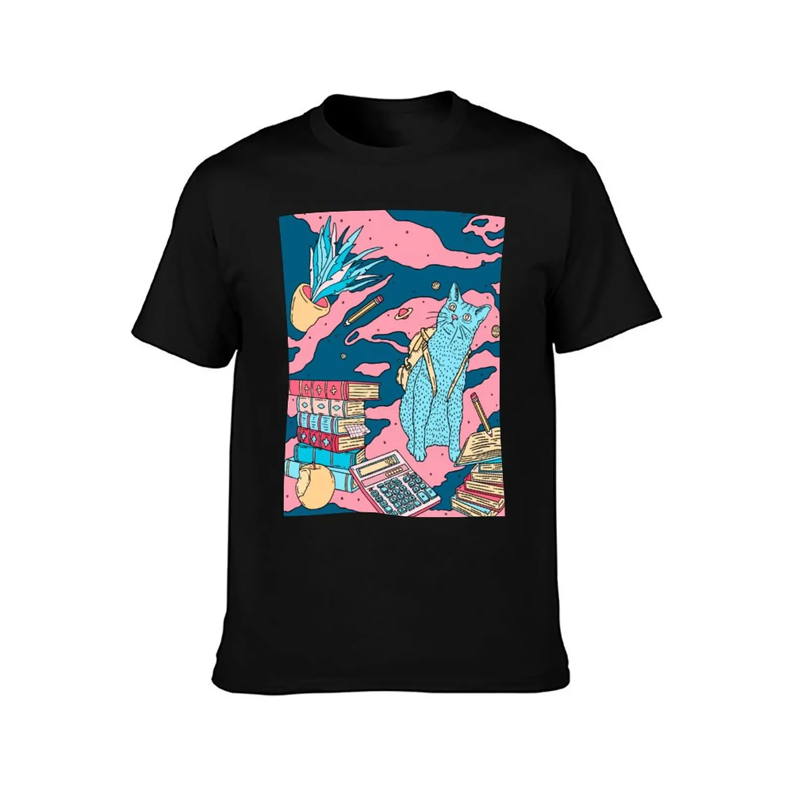Acid cat study break T-Shirt Comfortable Workout Short Sleeve Shirt