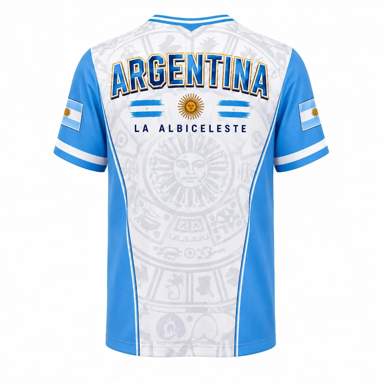 Argentina Flag 2026 Eagle Pattern Soccer Jersey Blue & White Vintage Football Fan Shirt for Men, Breathable Casual Sports Tee