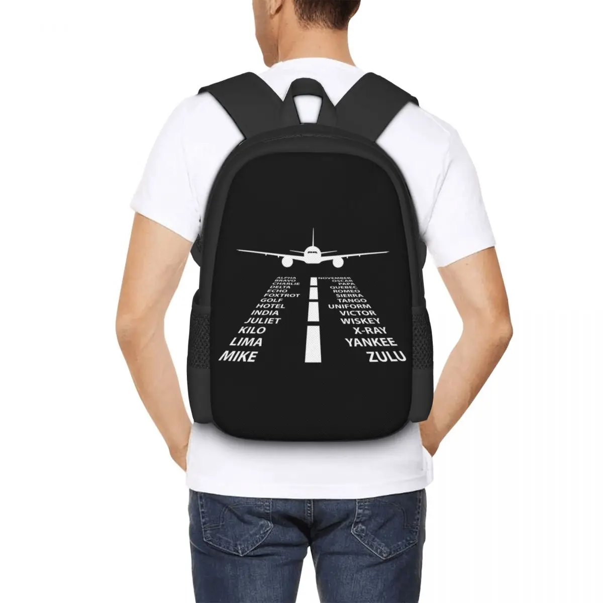 Phonetic Alphabet Pilot Airplane Funny Aviation Gift Backpack Hot Sale Daypack BookBag School Bag Shoulder Bags for Men Women