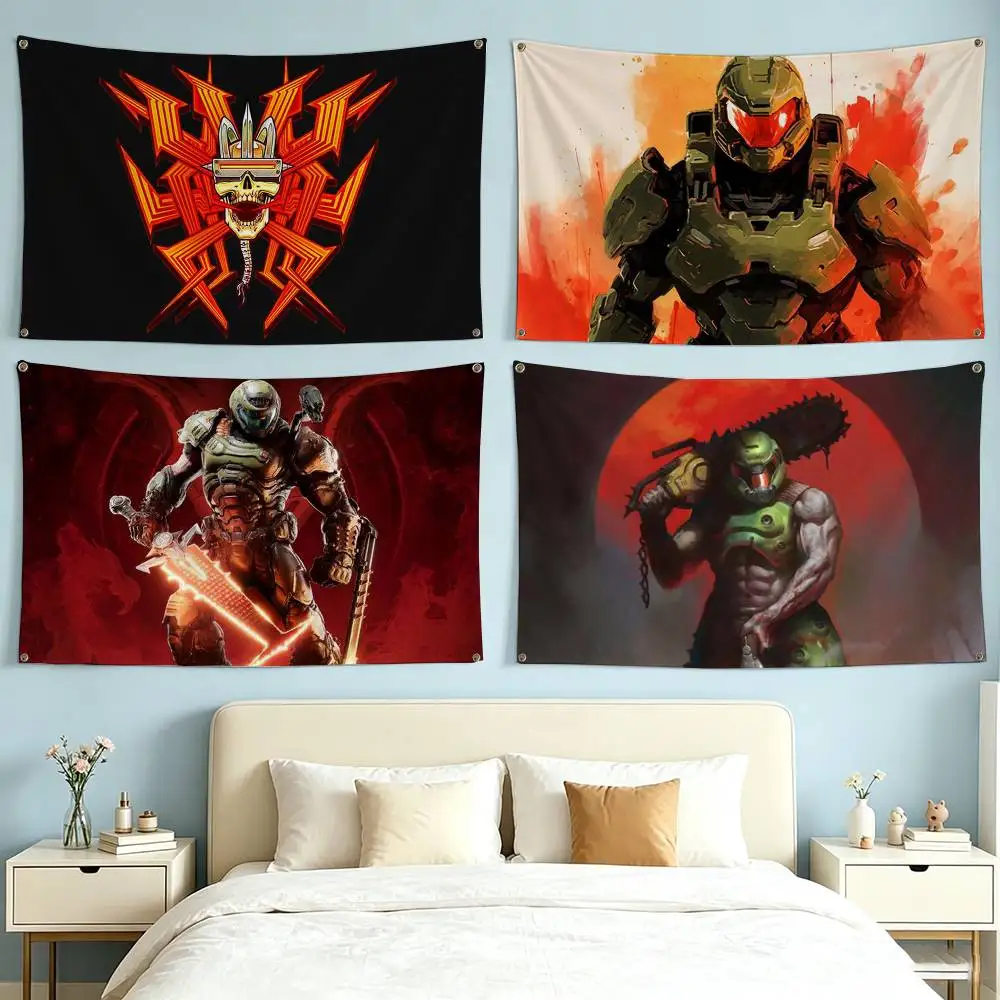 Game D-Doomslayer Flag Suitable For Party Club Outdoor Interior Wall Decoration Banner Fans Gift