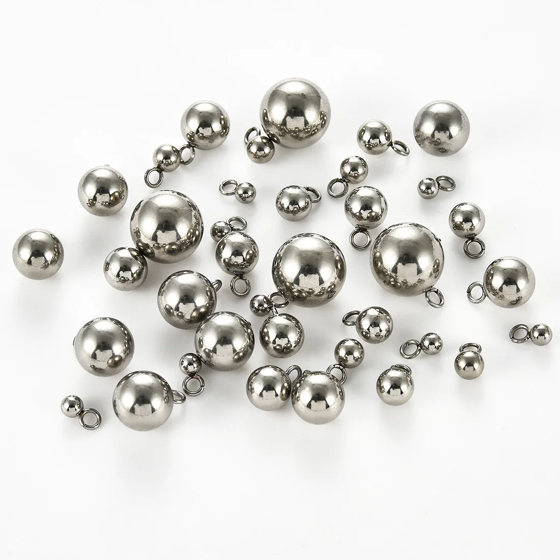 20Pcs Stainless Steel Round Ball Bead Charms 3/4/5/6/7/8/10MM Necklace Bracelet Jewelry Pendants with Loop For DIY Making Supply
