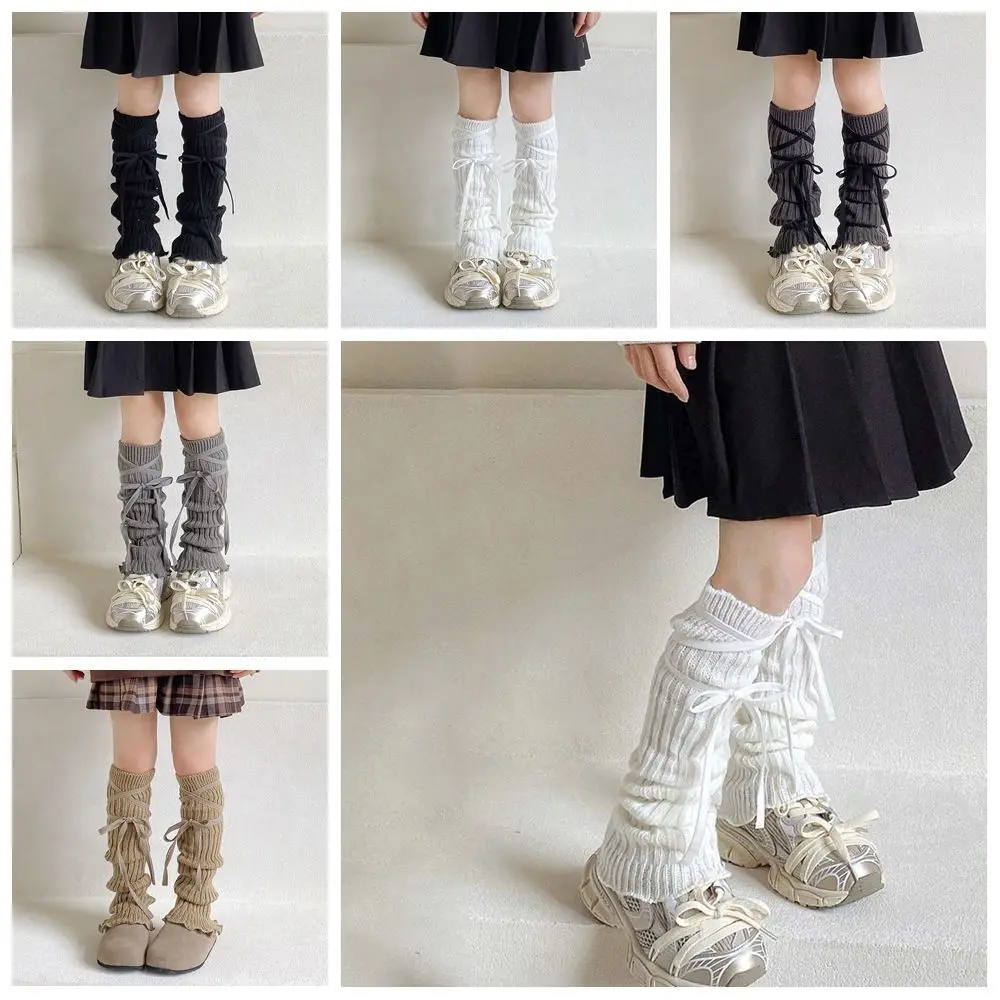 Sweet Korean Style Children's Leg Warmers JK Balletcore Knitted Leg Cover Foot Cover Harajuku Strap Leg Socks Children's
