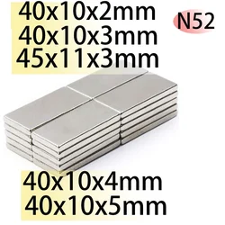 N52 40x10x2 40x10x3 40x10x4 40x10x5 45x11x3 ímã retângulo quadrado bloco de neodímio motor gerador forte ímã pesquisa