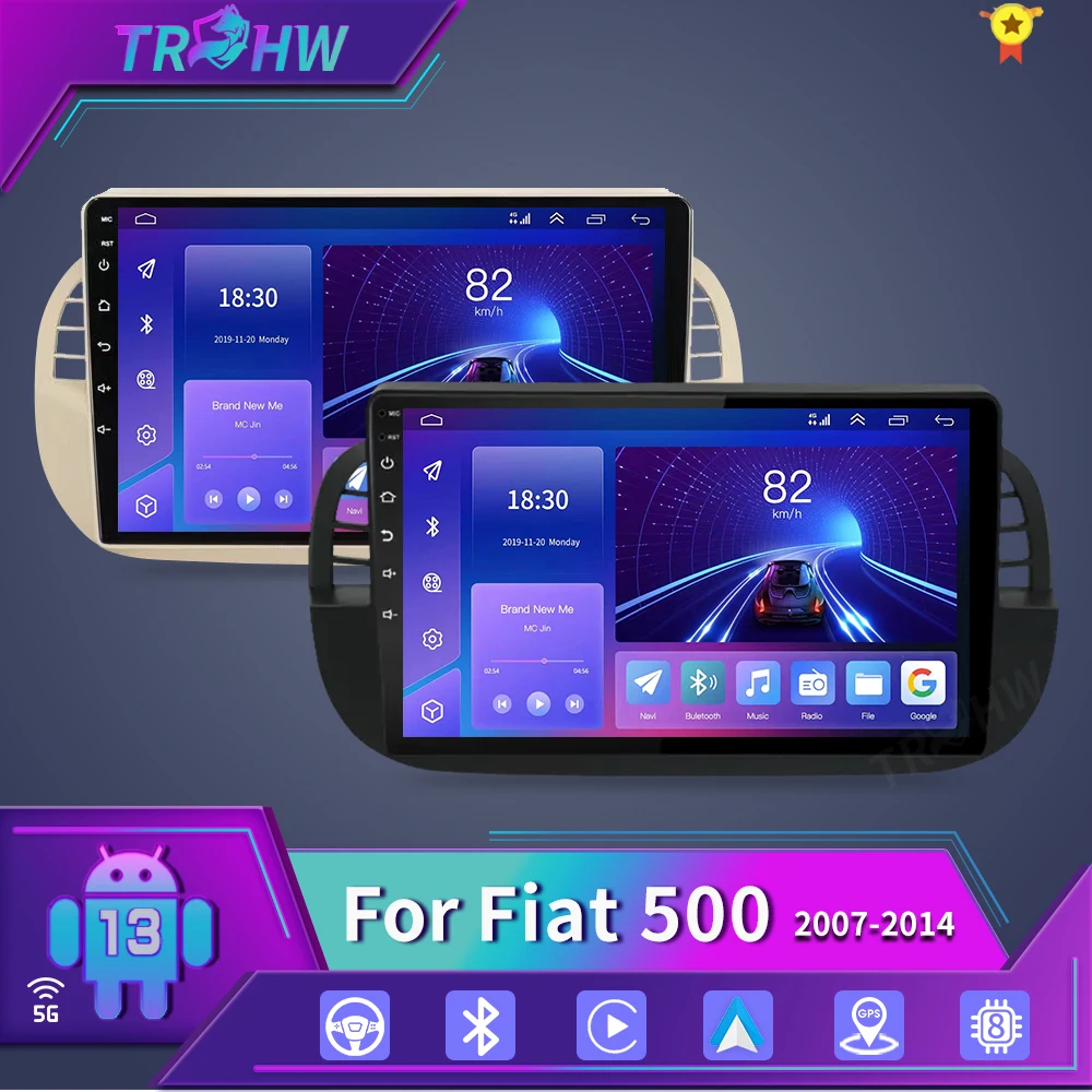 

9inch Android 13 2+32GB Car Radio For FIAT 500 Abarth 2007-2015 Multimidia Video Player Navigation GPS 2din Head Unit Carplay