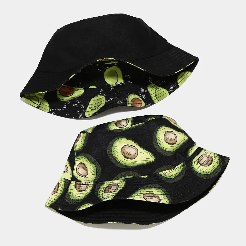 Kreative bedruckte Eimerkappe mit Fruchtmuster, Unisex, Freizeit-Fischerhut für den Außenbereich, Sommer-Strand-UV-Schutz-Sonnenhut, Panama-Bob – Detail 4