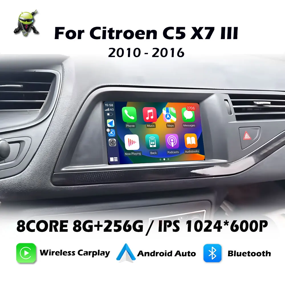 Android 16 for Citroen C5 X7 Wireless Carplay Car Multimedia Video Player Navigation GPS WiFi+4G Bluetooth Head Unit DSP Stereo