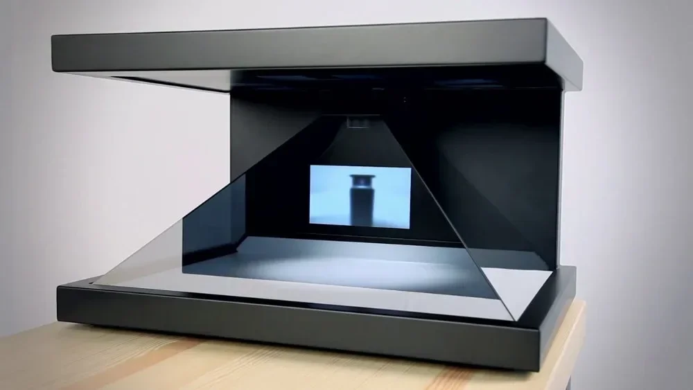 Incrível caixa de holograma 3D full HD de 22 polegadas e 3 lados Dreamoc Hologram Showcase vem com Flight Case