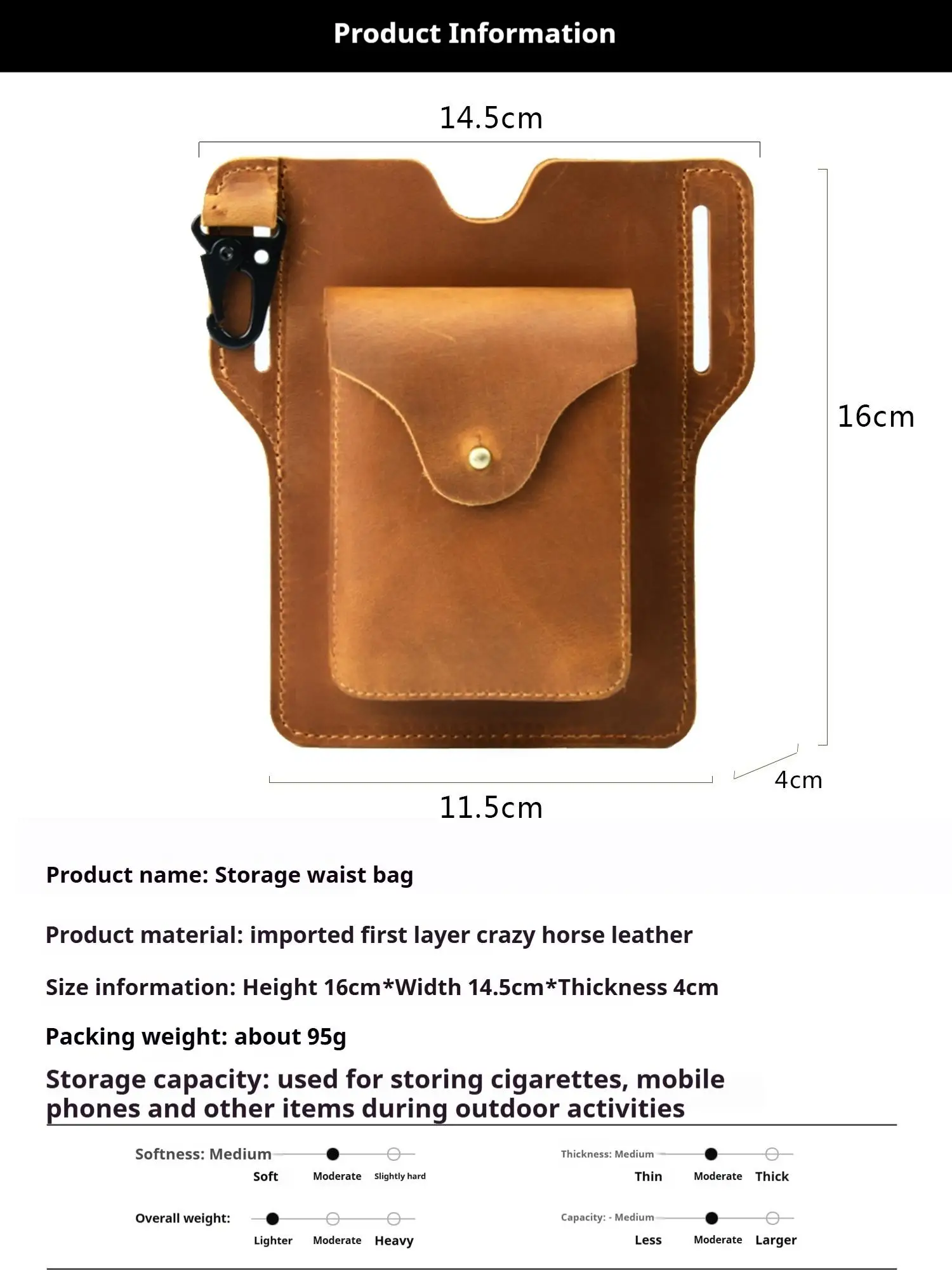 GOYN Genuine Leather Cell Phone Holster Waist Bag for Men Vintage Leather Secure Durable Vertical Mobile Phone Holder for Belt