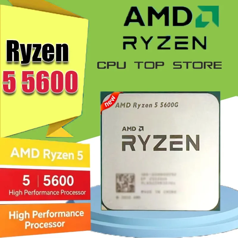 CPU AMD Ryzen 5 5600 R5 5600 para Juegos de Escritorio, Socket AM4, 6 Núcleos, 12 Subprocesos, 3.5GHz, Procesador Desbloqueado, Sin Empaque
