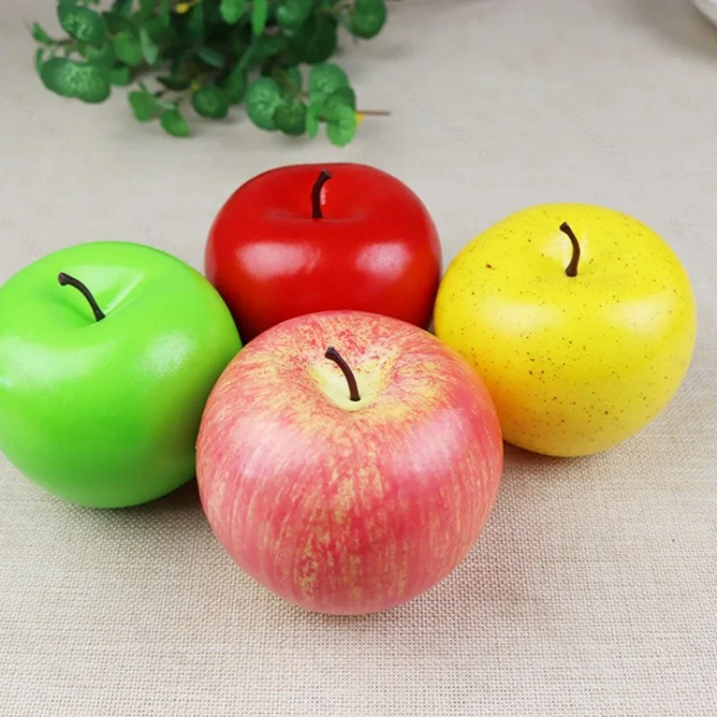 Frutas y verduras artificiales, decoración del hogar, adorno de manzana amarilla falsa, accesorios de fotografía de comida, 1 ud.
