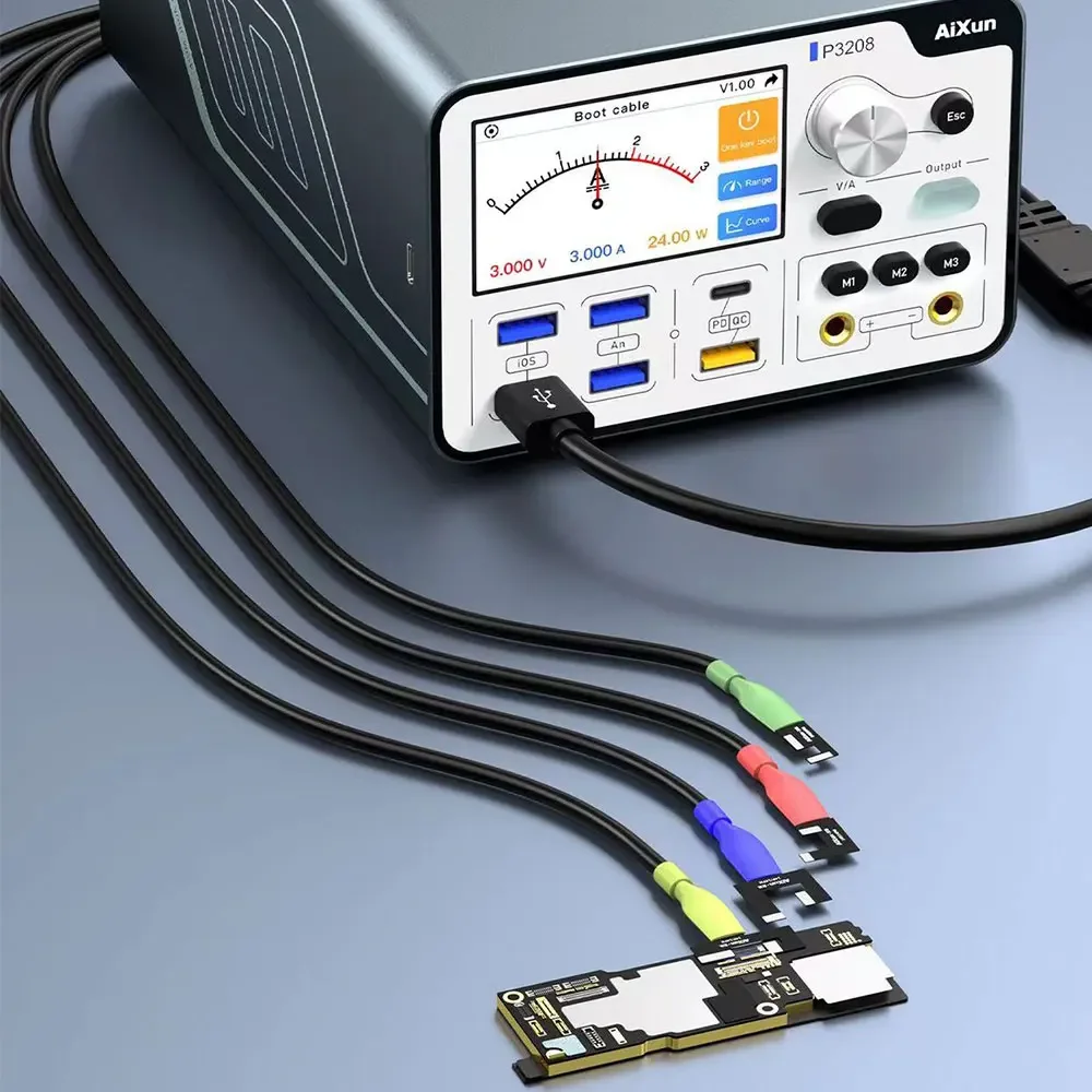 

2025 Aixun P3208 32V/8A Smart Voltage Ammeter Regulator Current Power Short Circuit Tester For iPhone 6-14 Series Power on cable