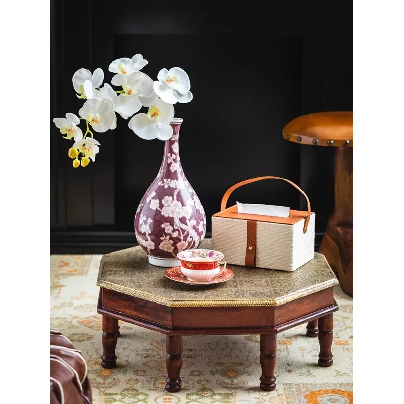 Retro small coffee table light luxury brass bay window smalltable household tatami coffee table windowsill floortable
