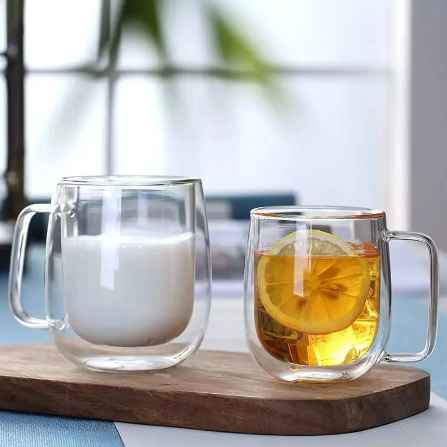 High Borosilicate Double Wall Glass Mug with Heat Resistant Handle - Ideal for Coffee, Milk, Juice, or Water - Perfect Gift for 