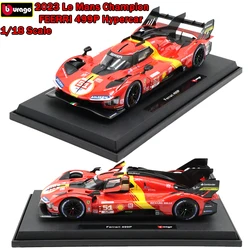 Bburago FERRARI 499P Hypercars Models 2023 Le Mans Champion 1/18 Alloy Die Cast Vehicles Model Car Toys For Adults