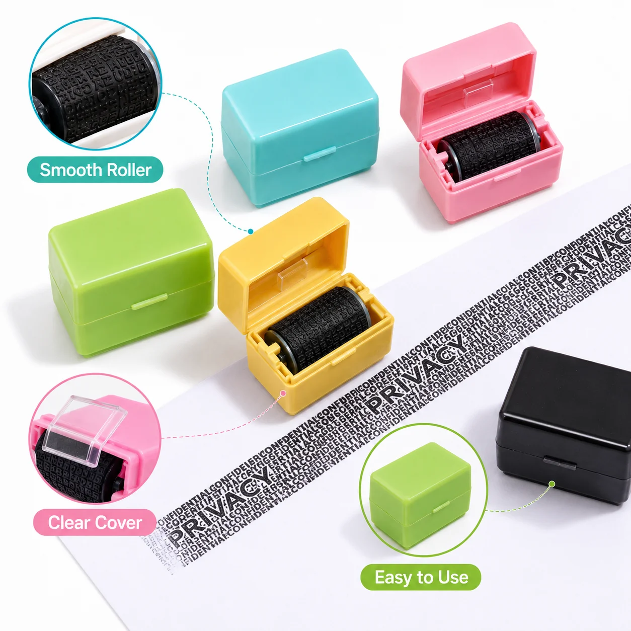 Theft Protection Roller Stamp for Privacy Confidential Data Guard Your Security Stamp Roller Privacy Seal Roller Theft Protect view 4