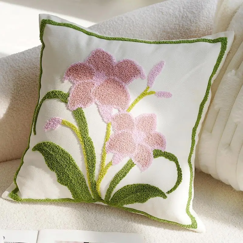 

2024 NEW (45*45cm) Beautiful flower pillowcase for living room bedside sofa car backrest office decoration (without pillow core)