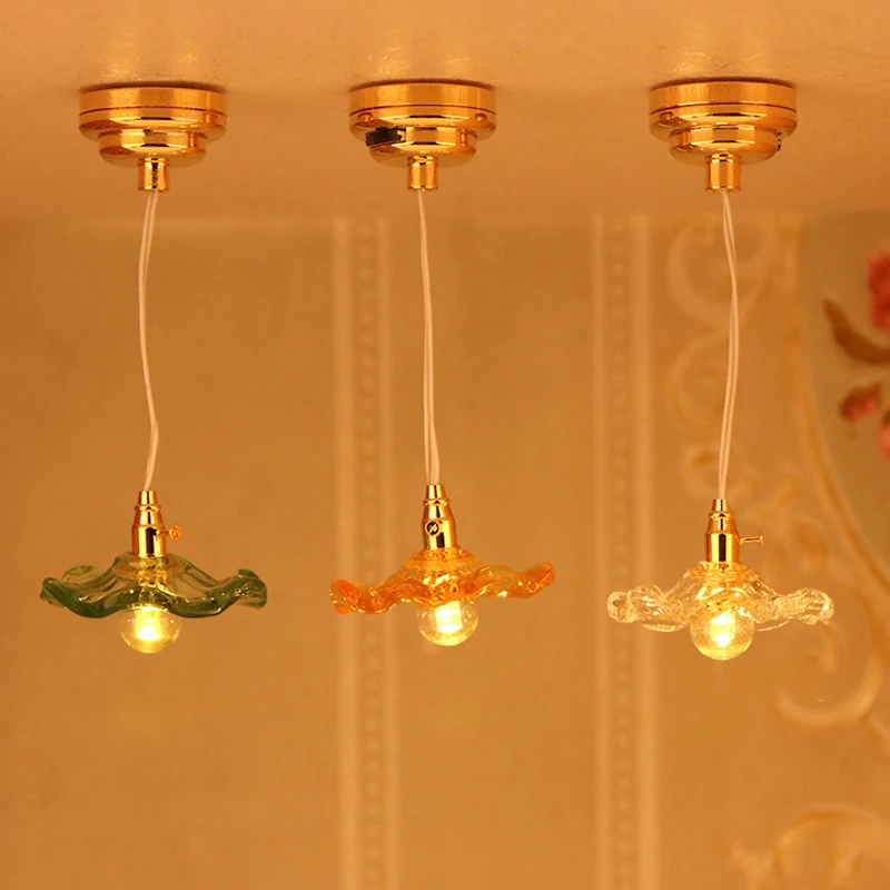 1:6 1:12 Dollhouse LED Lamp Ceiling Lamp Chandelier Mode Doll Miniature Furniture Lighting Decor Toy Micro Scene Props