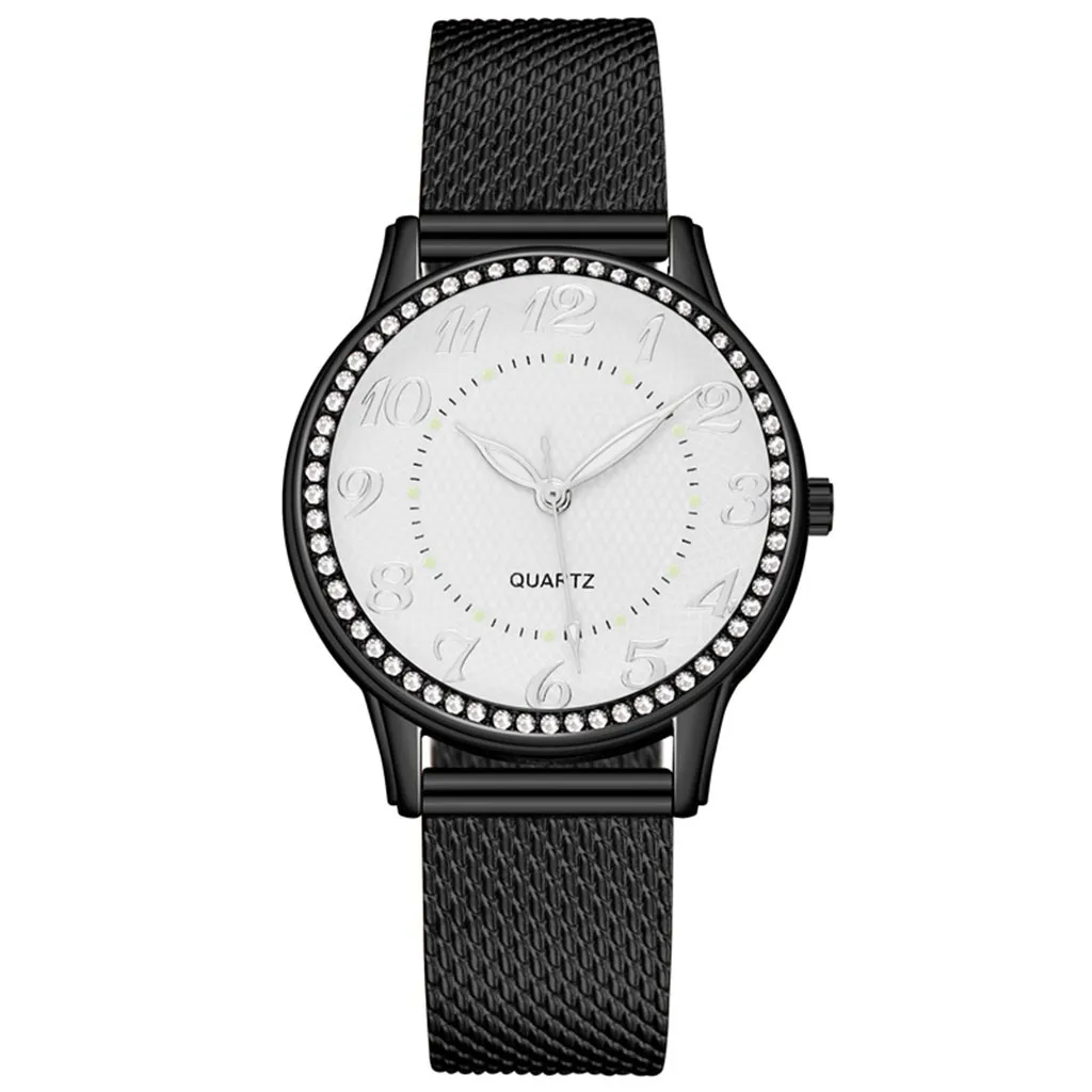 นาฬิกาข้อมือผู้หญิงแฟชั่นแบรนด์ชั้นนำหรูหราสแตนเลสสายตาข่ายเงินนาฬิกาควอตซ์สำหรับผู้หญิง relogio masculi