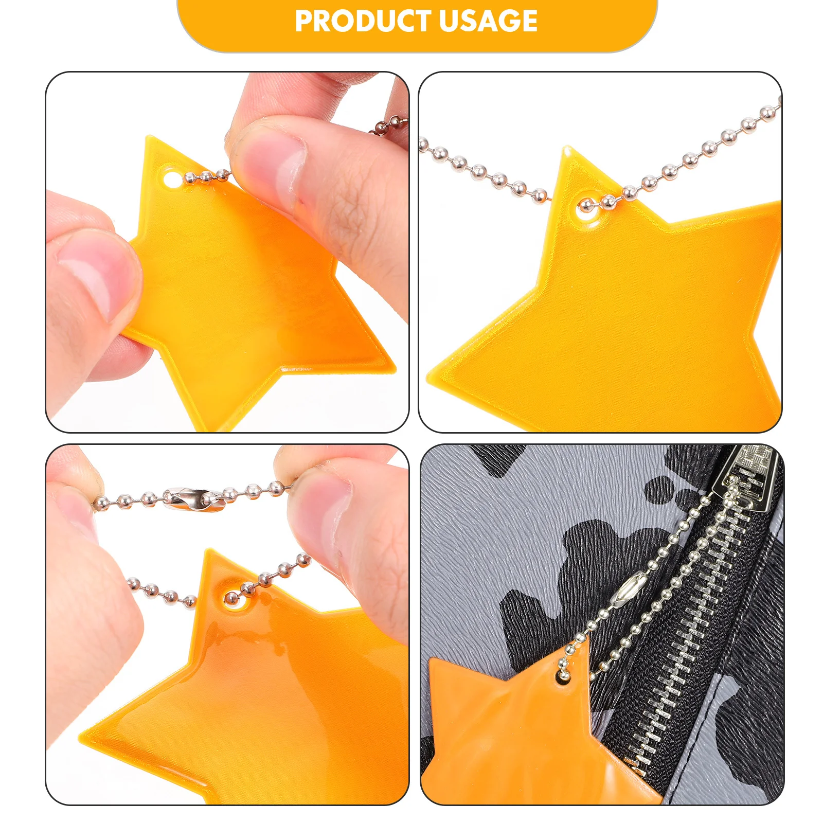 13Pcs Reflective Charms Exquisite Stars High Intensity Light Hanging Decoration for Kids Sports Reflectors