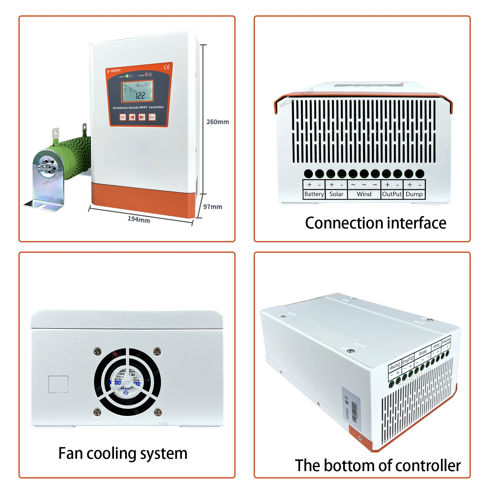 NEW 12V 24V 48V Dual MPPT Wind Solar Charge Controller With Bluetooth Monitor For 2000W Turbine 2800W Solar Panel Regulator