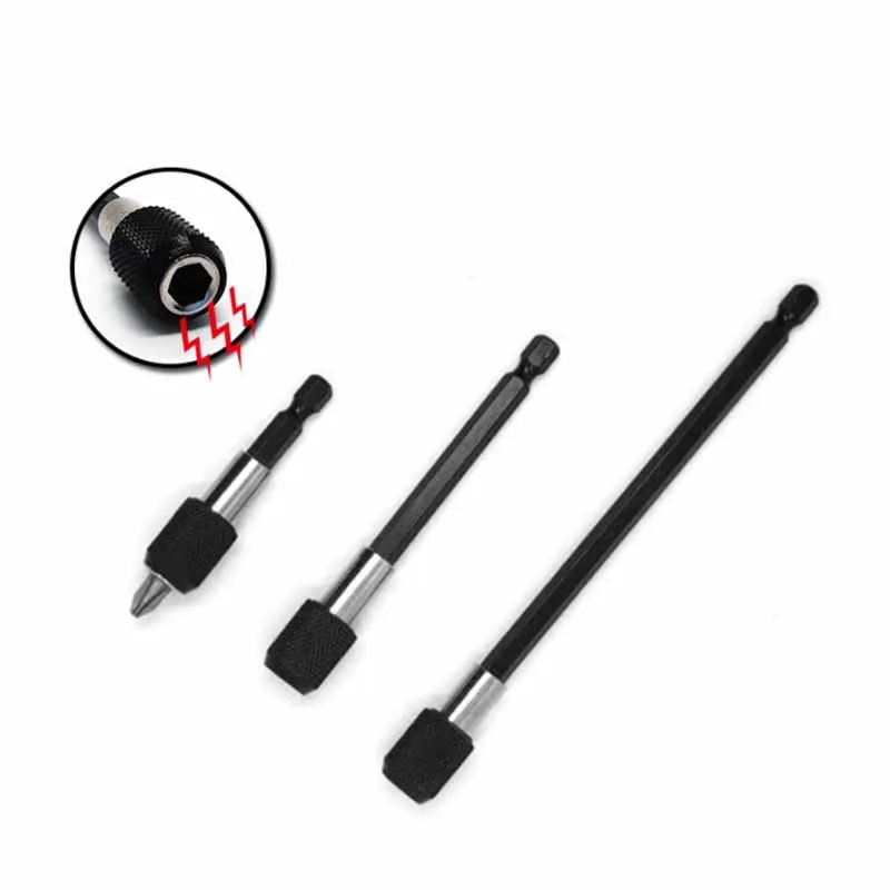 1/4" Hex Shank Rod Long Handle Magnetic Quick Change Tool Self-locking Screwdriver For Electric Drill Bit Holder Extension Rod