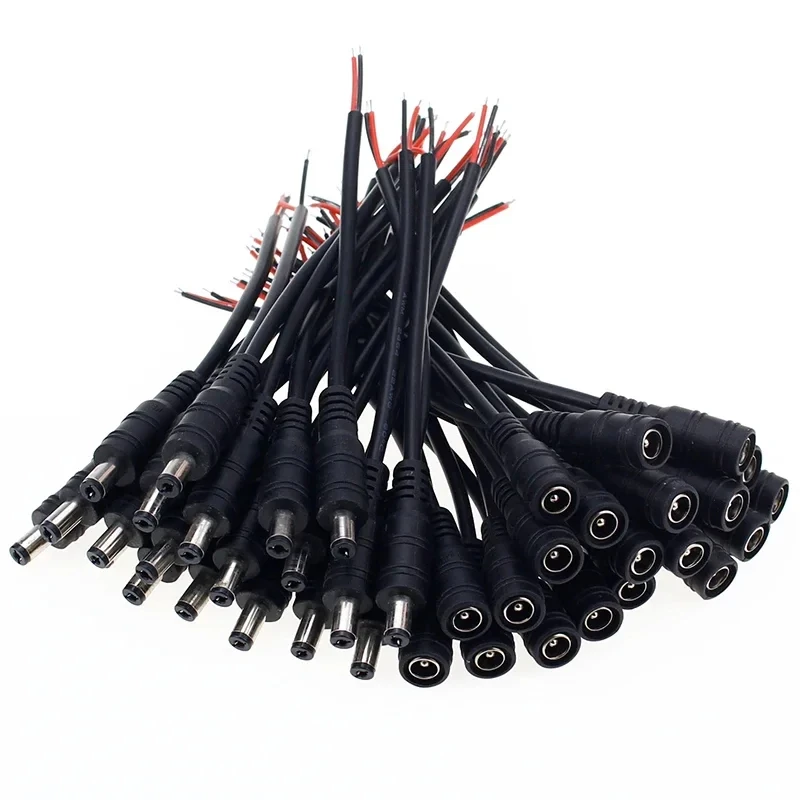 5pcs/10pcs 5.5x2.1mm Power Plug DC Male Female Cable Wire Connector Adapter Socket Jack For LED Strip Light