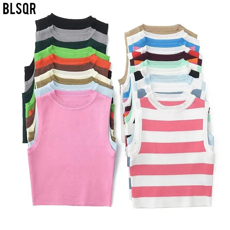 

Y2K2025 Summer New Style Top Sleeveless Stretch Short Knitted Vest For Women C83614