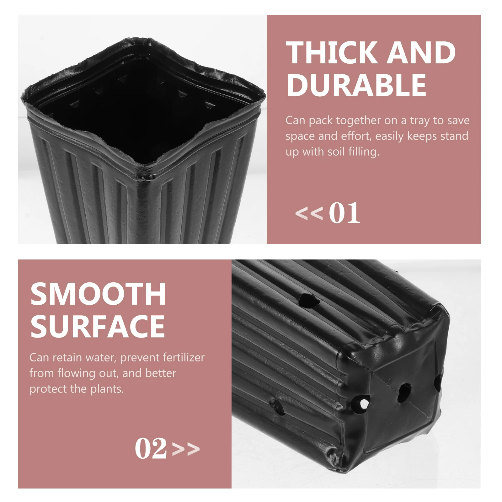 

50pcs Round Edges Smooth Surface Planting Nursery Cup For Garden Plastic Gardening Pots Outdoor Planting Containers Disposable