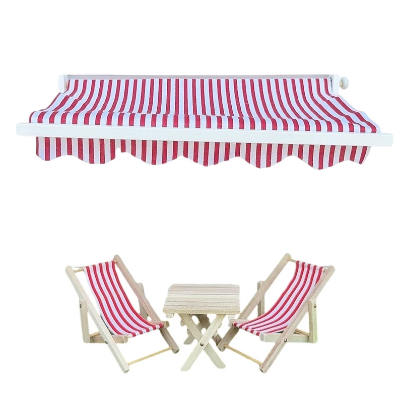 

1/12 Dollhouse Simulation Awning Model Dollhouse Home Outdoor Balcony Sunshade Scene Decoration Kid Pretend Play Toys