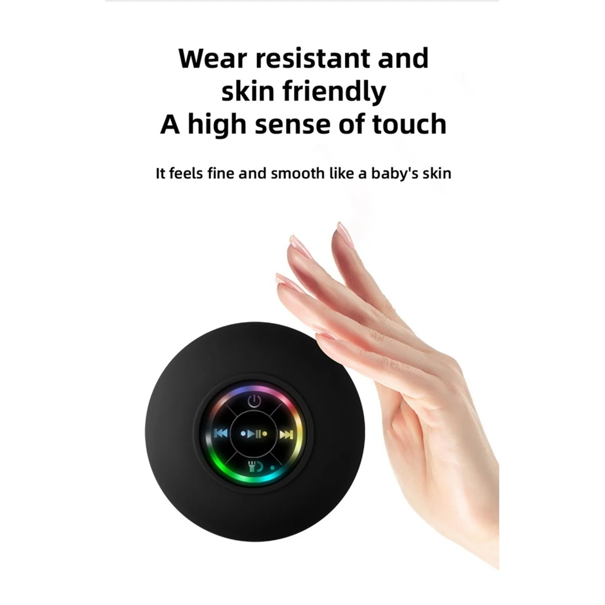 POSV-Mini Bluetooth Speaker Waterproof Bathroom Audio Wireless Shower Speakers RGB Light Bluetooth Suction Cup Speaker, White