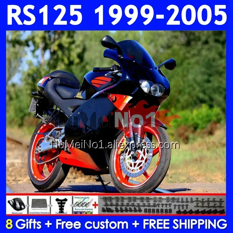 RS125R For Aprilia RS 125 R RR RS4 RS-125 Black orange 311No.18 RS125 99 00 01 02 03 04 05 1999 2000 2001 2002 2003 2005 Fairing