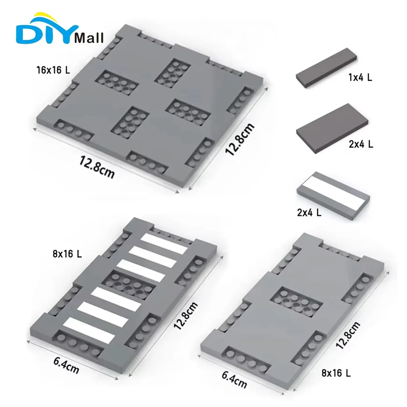 Building Blocks City Road Street Baseplate Bricks Pedestrian Crossing Base Compatible with legoeds Puzzle Toys 60301 69915 71772