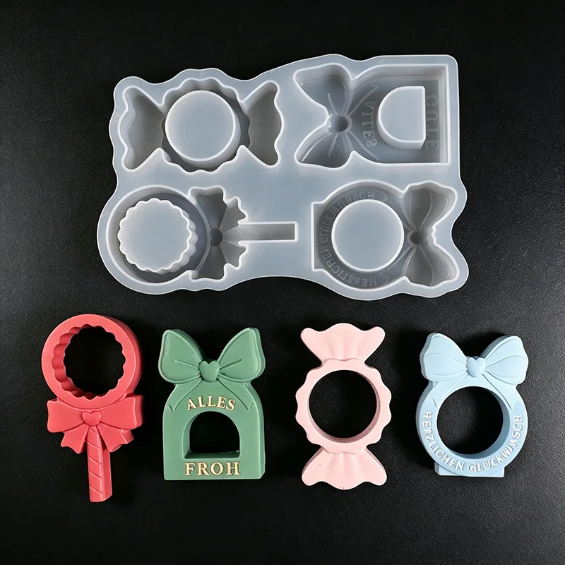 Resin Casting Mold Christmas Themed Aroma Gypsum Mold Hollow Bow Tag Mold Easy To Demold For Gift Tags Bakery Dessert Decoration
