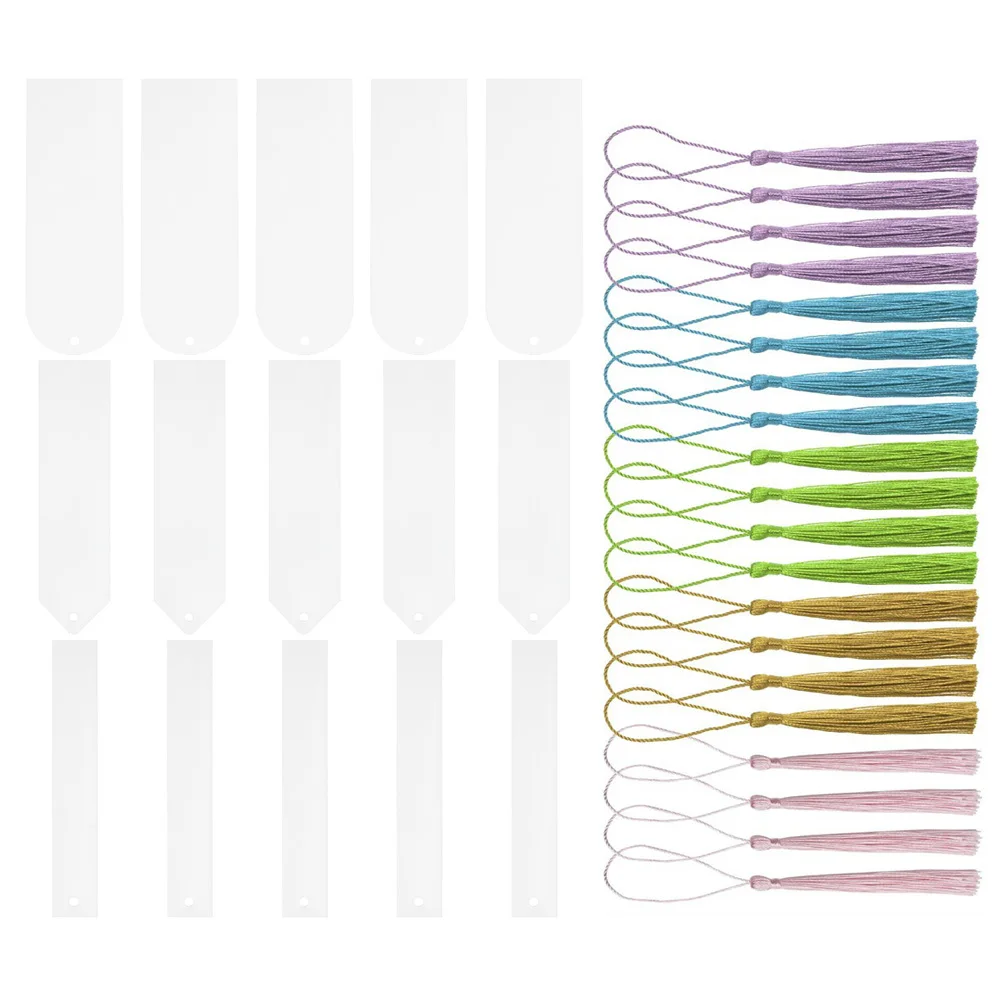 

1Set Acrylic Bookmarks Transparent Blank Bookmarks for Books Readers Page Markers Tassels DIY Decor Decorative Book Mark