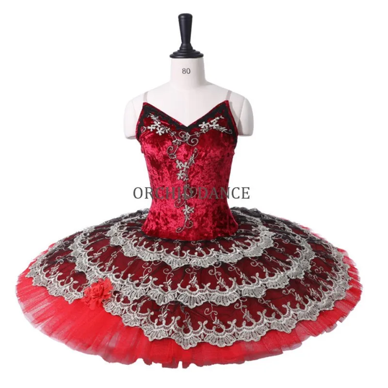 Professional Custom Size Unique Design Adult Performance Wear Velvet Red Ballet Tutu